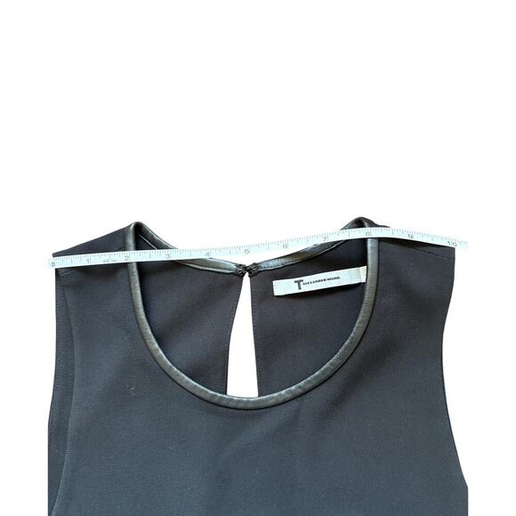 T by Alexander Wang Black Lambskin Leather Trim Shift Dress - Size 4 - Picture 9 of 9